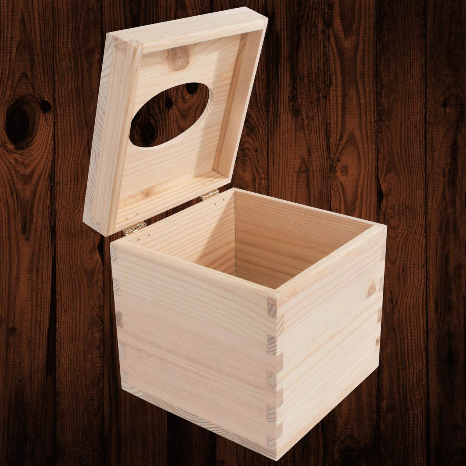 Square Wooden Tissue Box With Lid And Gold Hinges /Perfect For Craft Decoupage