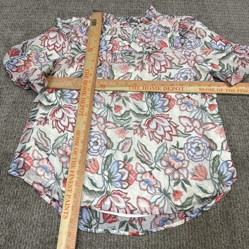 Loft Blouse Multicolored Floral Short Sleeve Women’s Size Medium - Picture 2 of 11