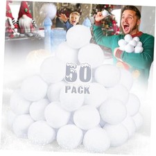Snowball Fight Set Indoor 50 Pack 2 Inch Large Size Fake Snow White- 50 Pack