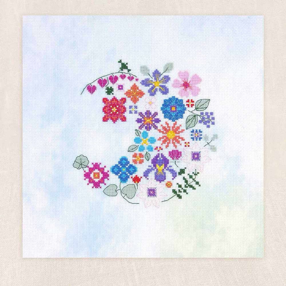 DMC counted cross stitch kit ""Floral Moon"", 24x24cm, DIY