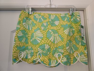 NWT Lilly Pulitzer TATE Skirt SZ 10 Shorely Blue on the Half Shell Mini Skirt 