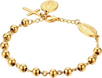Schmuck Rosenkranz Armband Edelstahl Jungfrau Maria Kreuz AnhäNger FüR Herren