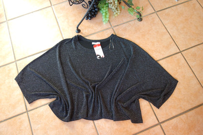 MAGNA Tunika Shirt 46 48 50 52 54 EG NEU schwarz silber Lurex kastig LAGENLOOK