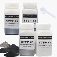 3 LB Rock Tumbler Grit and Polish Refill Kit, 4-Step Tumbling Media Coarse/Me...