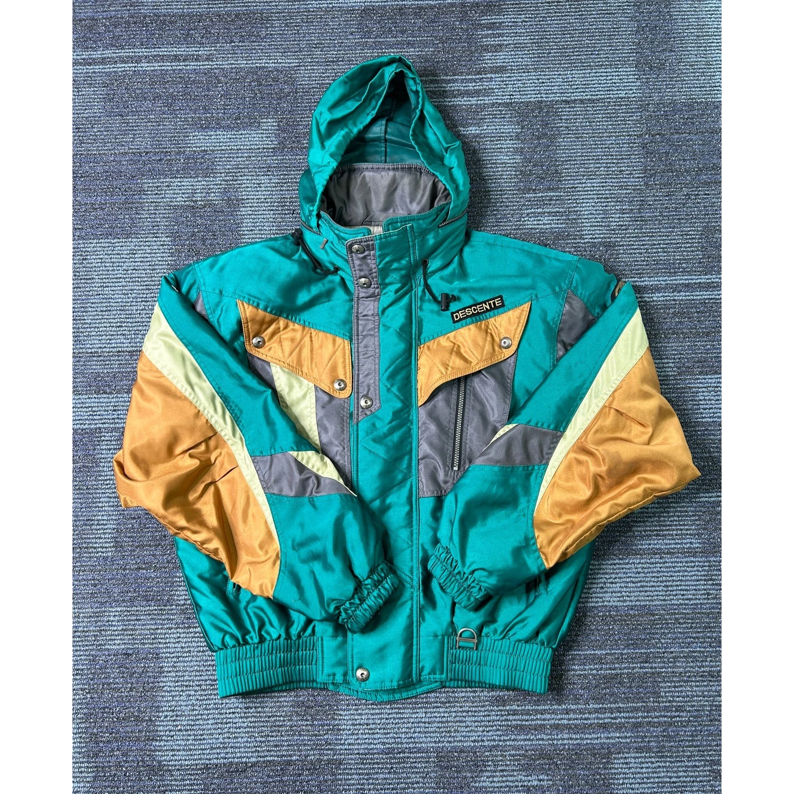Vintage Descente 2 Piece Ski Suit Mens Jacket M Pants 30 Teal Colorblock 80s 90s image 3