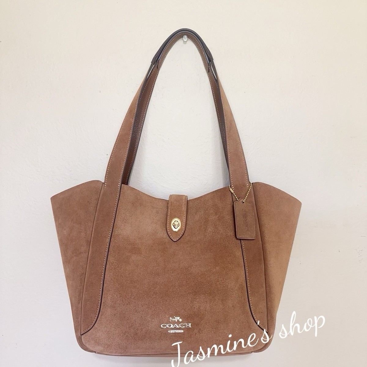 NWT Coach Hadley Turnlock Tote Bag CCC76 Suede Leather /sienna | eBay