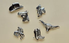 6 NONY Cowboy Western  snap open Button Covers   
