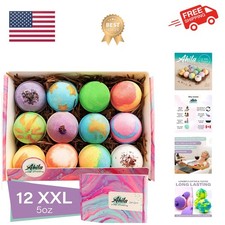 12 XXL Bubbly Organic Bath Bombs Gift Set for Women Men and Kids Designed in ...