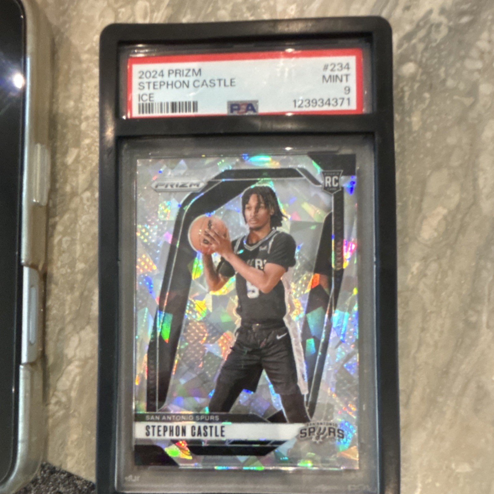 Panini 2024-25 Prizm Stephon Castle #234 Ice Prizm Rookie PSA 9 Spurs NBA Card