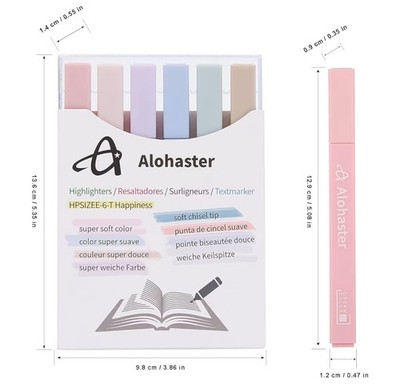 Alohaster HPSIZEE 6-T Aesthetic Cute Highlighters Mild Assorted Colors
