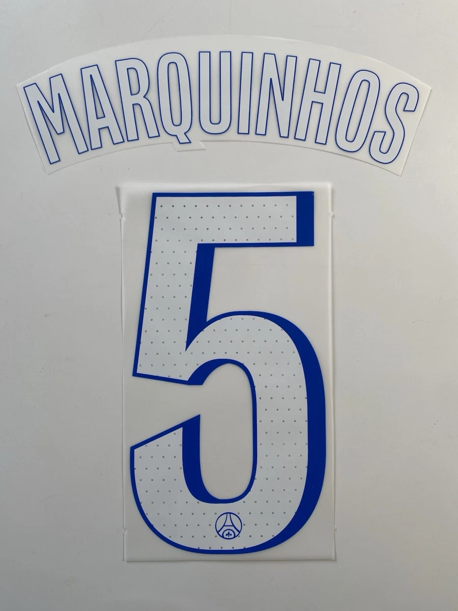 Flocage officiel PSG Ligue 1 home/4th 2019/20 N°5 Marquinhos (blanc