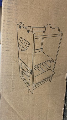 Toddler Kitchen Step Stool w/Activity Chalkboard Adjustable Height & Safety Rail - Picture 8 of 9