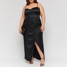 Reformation Marguerite 100% Silk Midi Dress NWT 18 Black Minimalist Quiet Luxury