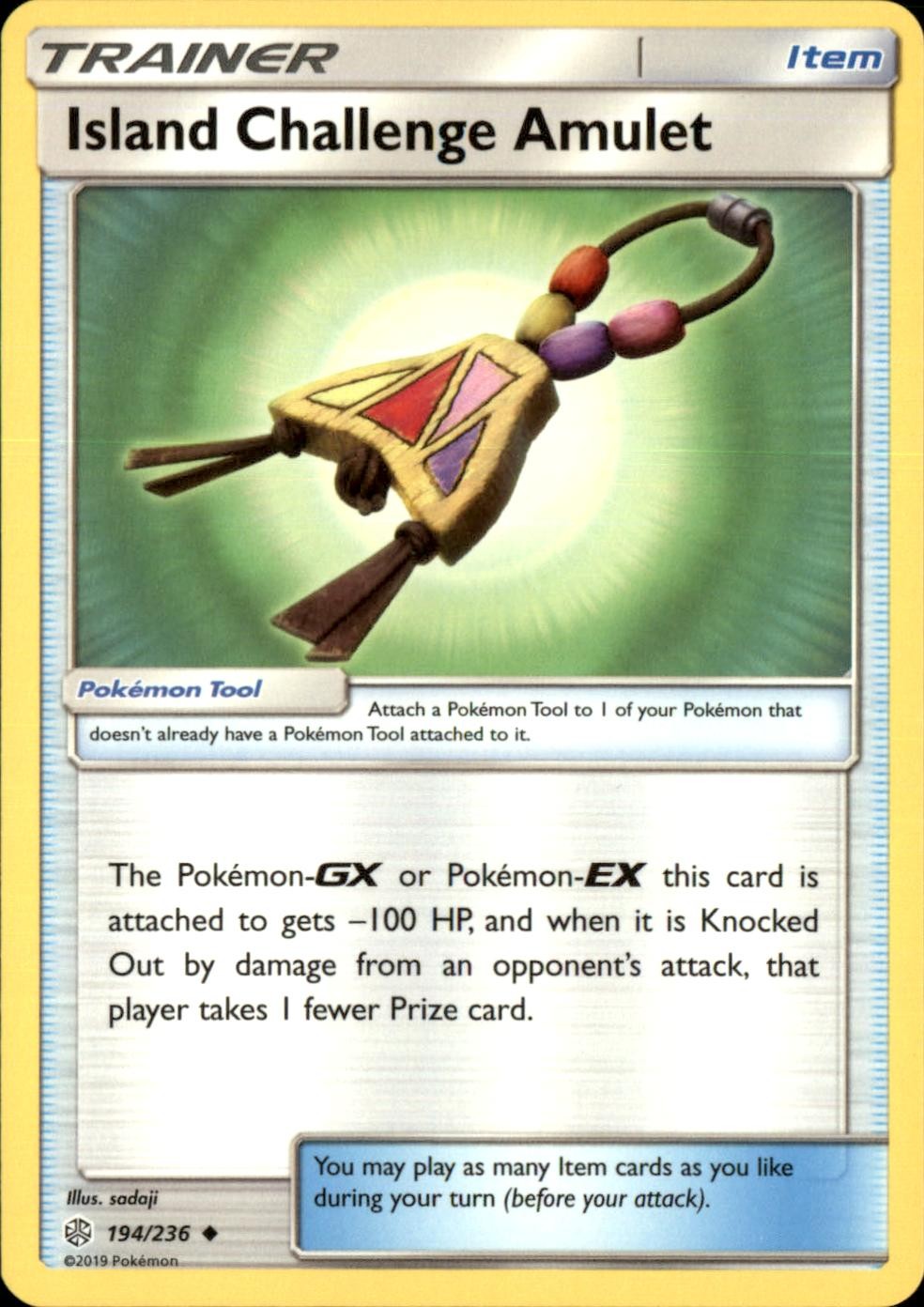 Island Challenge Amulet 194/236 Uncommon Cosmic Eclipse Pokemon NM