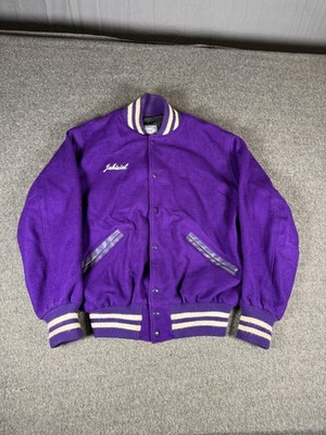 Neff Varsity Letterman Jacket Mens Large Purple Wool Blend Snap Button Williams