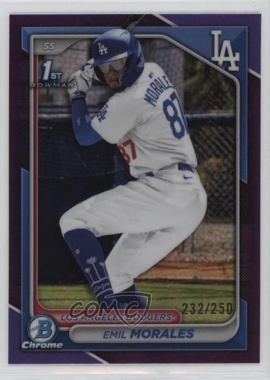 2024 Bowman Chrome Prospects Purple Refractor 232/250 Emil Morales #BCP-221 4f5