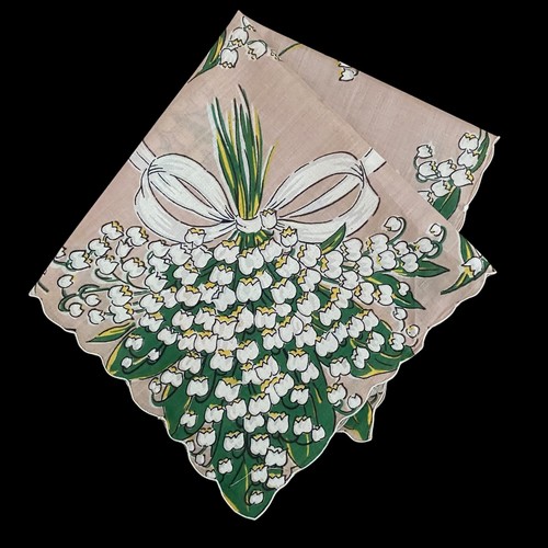 Vintage Hanky Handkerchief Flowers Floral Lily of the Valley HK182