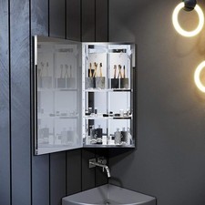 BATHROOM CORNER MIRROR CABINET W320 X H 450mm HIGH QUALITY STAINLESS STEEL