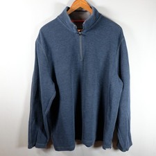 Eddie Bauer Mens Blue 1/4 Zip Heavy Long Sleeve Cotton Pullover Sweater XL