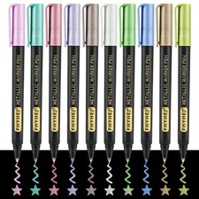 Metallic Marker Pens - 10 Colors Acrylic Paint Markers with 2.0mm Medium Tips...
