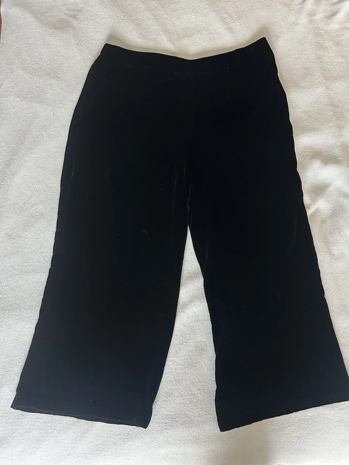 Soft Surroundings Velvet Wide Leg Silk Blend Pants Plus Size 2X Flowy Black - Image 2 of 4
