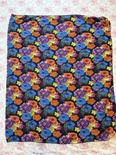 Vintage Floral Oblong Scarf Navy Multicolor Flower Print 30x58