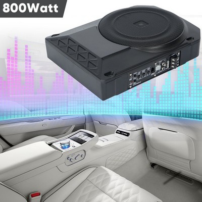 10'' 800W Ultradünner Auto Untersitz Aktiv Subwoofer Bassbox Verstärker+Kabelset