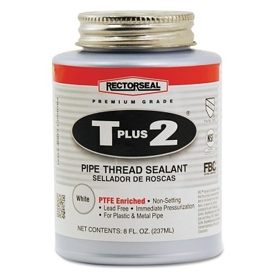 T Plus 2 Pipe Thread Sealants, 1/2 Pint Can, White Rectorseal 23551 21449235518