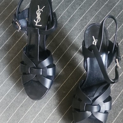Saint Laurent Tribute Platform Sandals In Black Women's US 39.5 *Preowned*