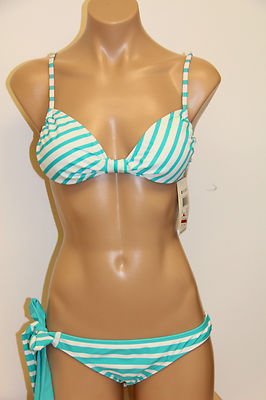 NWT Roxy Swimsuit 2pc Bikini Set Sz M  Blue White Angel Bra