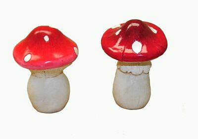 #ad G amp; F 10042 MiniGardenn Fairy Garden Miniature Mushroom Statue Set of 2 $2.88