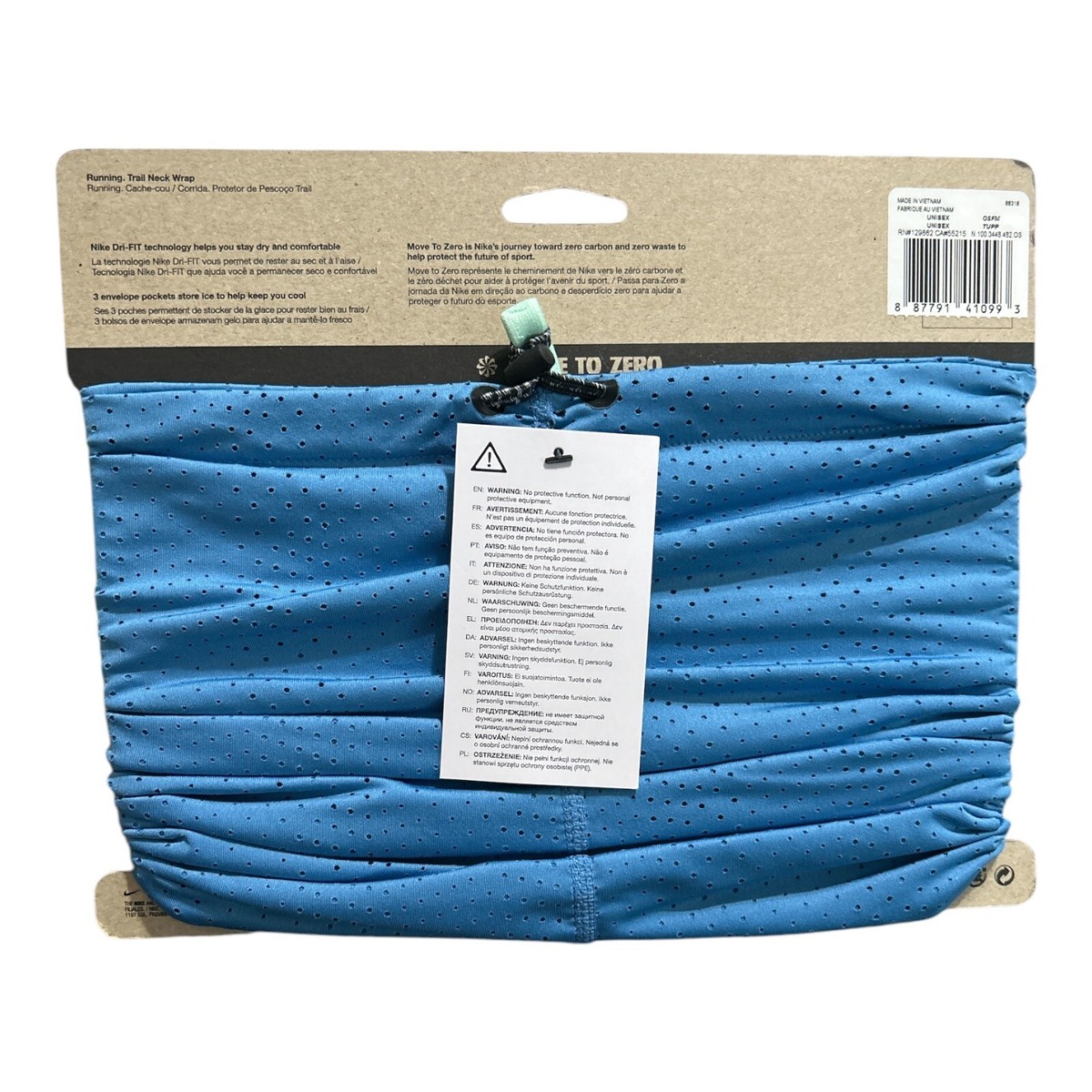 NIKE Dri-FIT Trail Neck Wrap Running One Size Blue Green Hiking