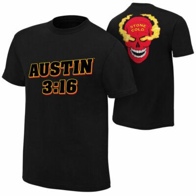 WWE STONE COLD STEVE AUSTIN ''AUSTIN 3:16'' RED SKULL T-SHIRT OFFICIAL NEU