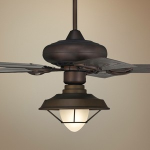 52 Industrial Outdoor Ceiling Fan With Light Led Bronze Wet Rated