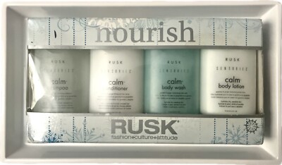 Rusk Sensories Nourish Shampoo Conditioner Body Lotion Body Wash Calm Gift Set