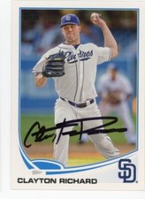 SIGNED BASEBALL CARD AUTO TOPPS 2013 CLAYTON RICHARD SAN DIEGO PADRES #491