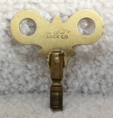 Genuine Antique ~ Signed Waterbury Clock Key ~ Lovely Vintage Brass FREE SHIPPNG