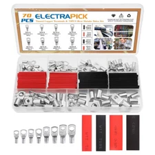 140PCS Copper Wire Ring Terminal Lug SC Battery Welding Bare Connectors Set Kits