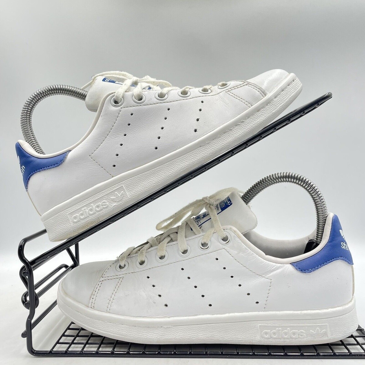 ADIDAS STAN SMITH WHITE TRAINERS SIZE UK BLUE LEATHER DARK GYM CASUAL  S74778