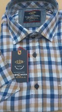 CASA MODA BLUE/BROWN CHECK SHORT SLEEVE  SHIRT 2XL 3073516 2xl 3XL4XL5XL6XL 7XL