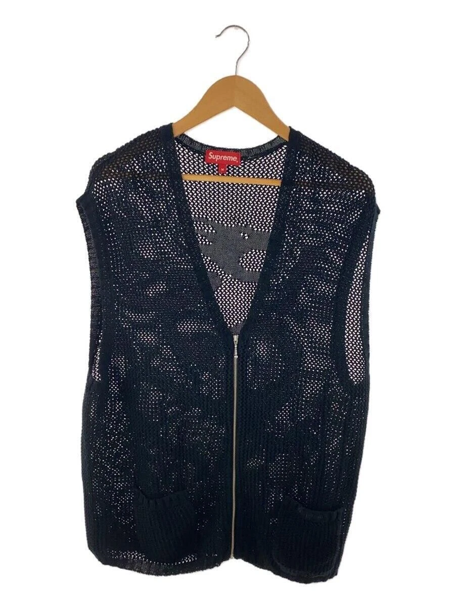 Gilet tricot suprême (mince 23SS dragon zippé pull M coton noir occasion