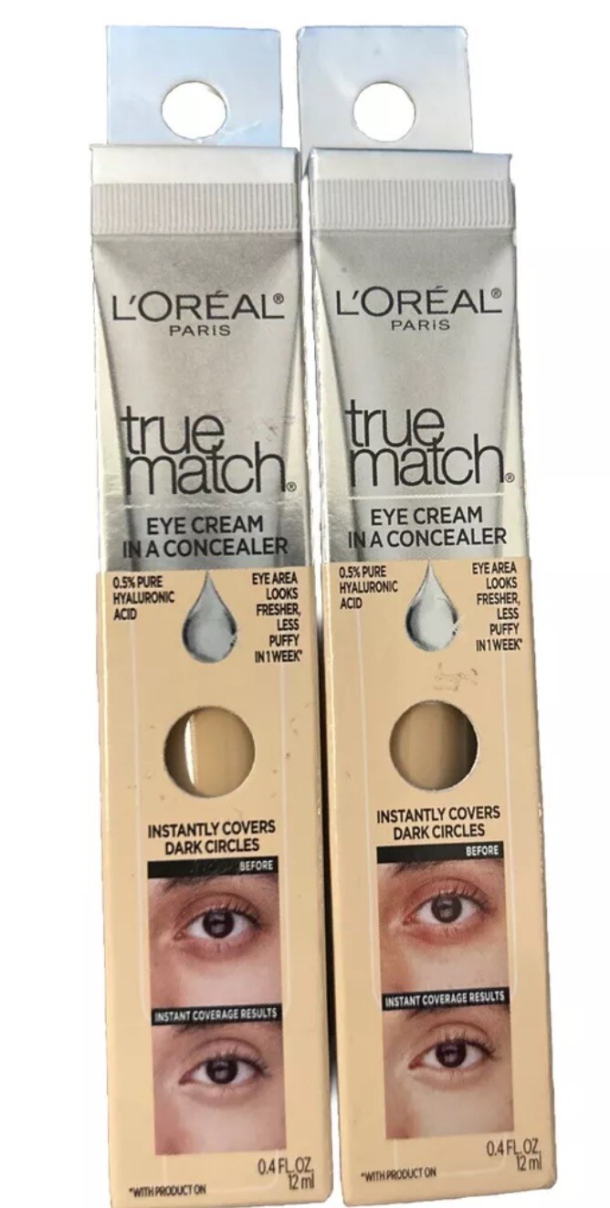 2-  L'oreal True Match Eye Cream Concealer New In Packaging C3-4 Light