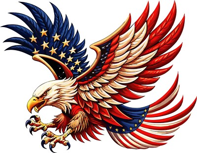Eagle Wings Claws American Flag RV Motorhome Camper Vinyl Decal Sticker 18''x23''