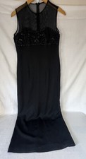 Vintage Ever Beauty Womens Black Beaded Formal Dress Full Length Size 8 Petite