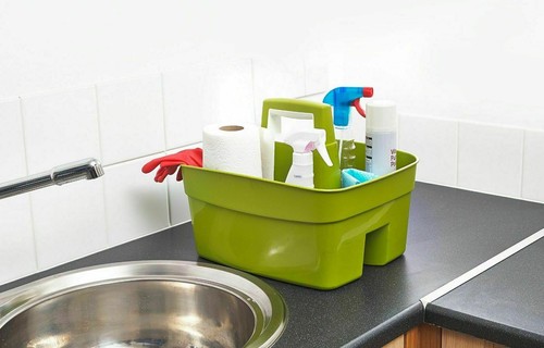 Handy Basket Kitchen Caddy Cutlery Handle Tidy Tray Organiser Cleaning Plastic - Picture 8 of 11