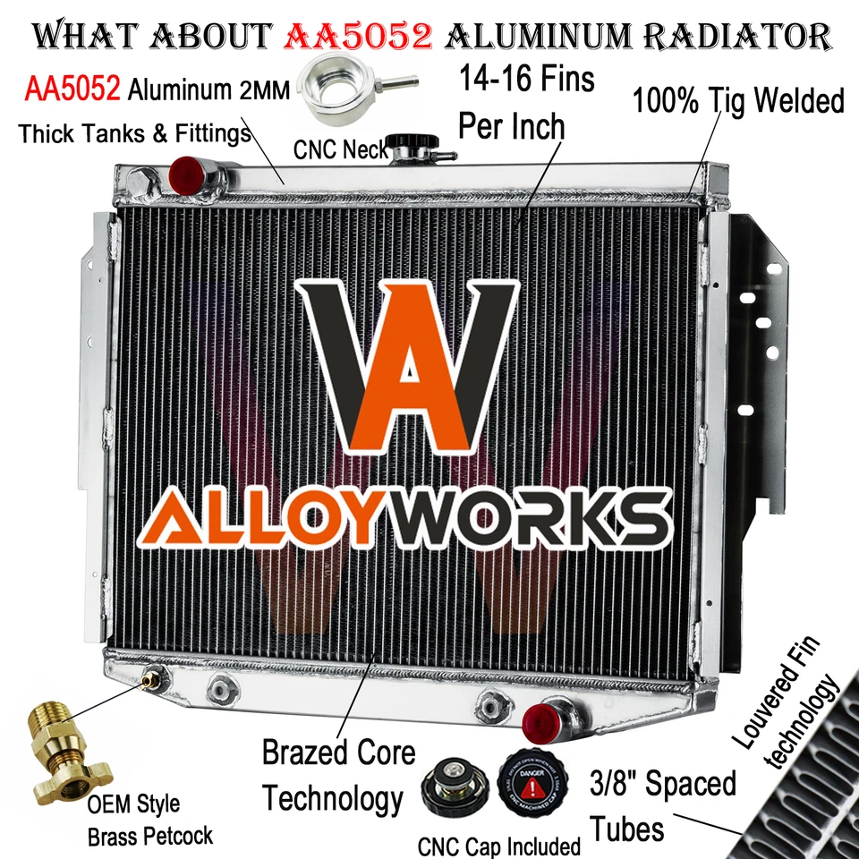 Radiador de 4 filas para Chrysler LeBaron Dodge Aspen Plymouth Gran Fury 76-1989 5,9 L Foto 2 de 4