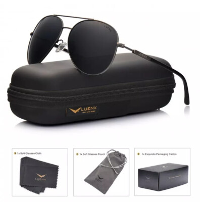 100% UV400 Polarized Aviator Sunglasses Eye Protection High Definition 60mm Lens
