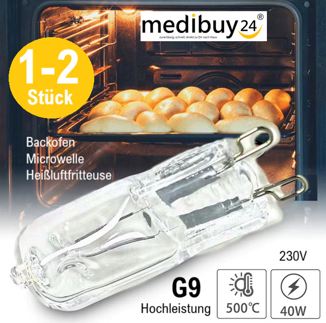 G9 Halogen Backofenlampe Mikrowelle Fritteuse Lampe Hochleistung 500°C 40W 230V