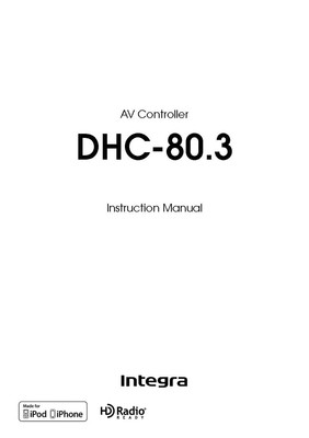 Onkyo Integra DHC-80.3 AV Controller Owners Instruction Manual