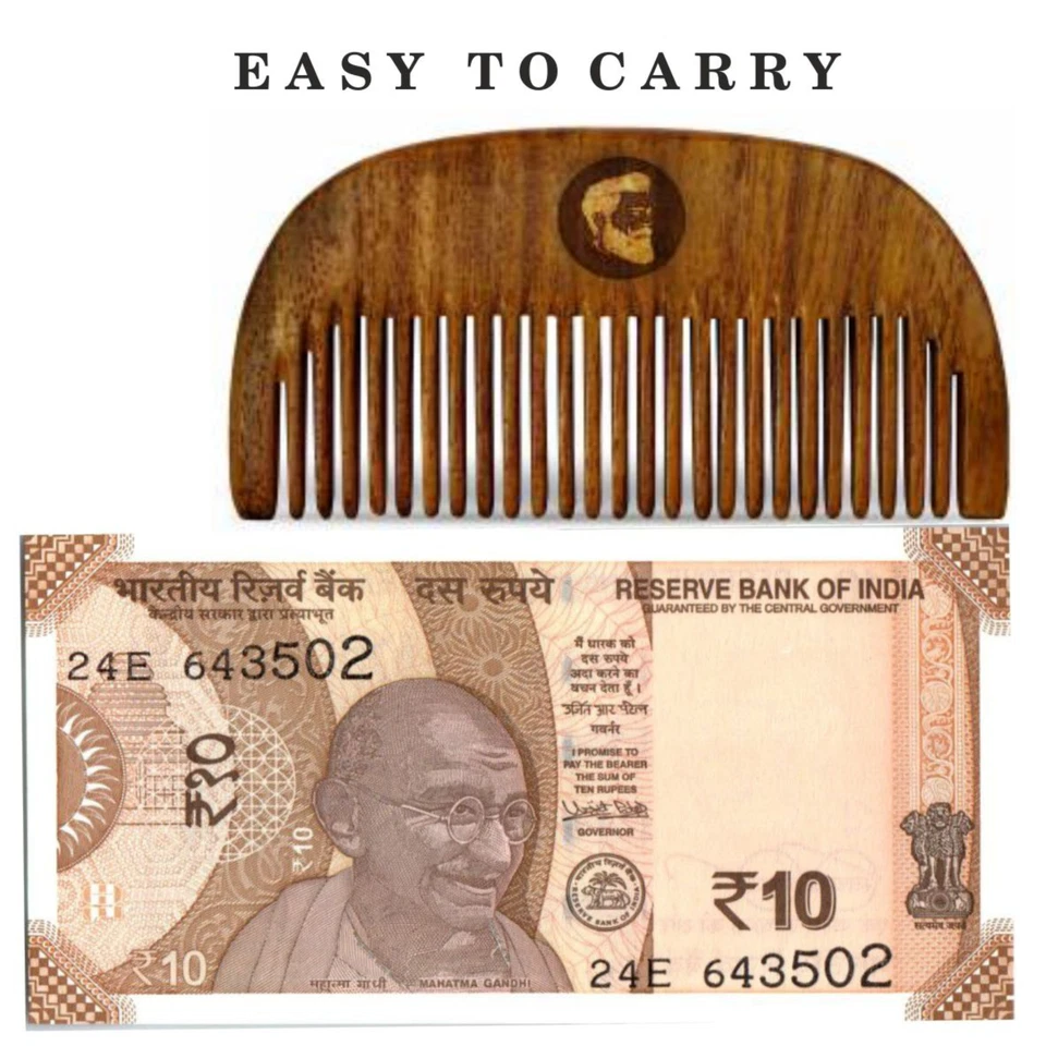 KeshBindu Pocket Size Beard Handmade  Wood Comb New Green Sandalwood Pocket - Image 3 of 3